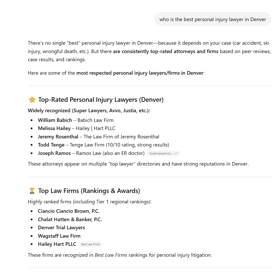 Personal Injury Ai Optimization Chatgpt Denver